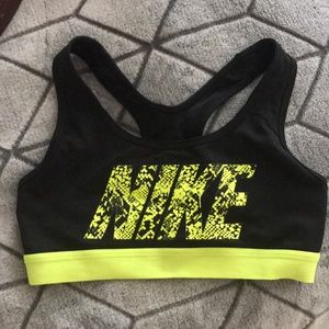 nike black yellow sports bra